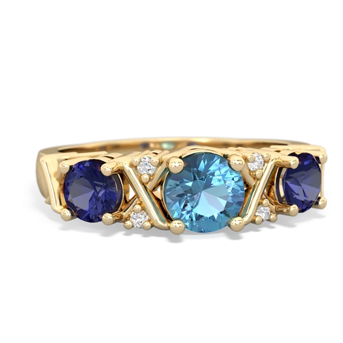 Blue Topaz Genuine Swiss Blue Topaz with Lab Created Sapphire and Genuine Amethyst Hugs and Kisses ring Ring