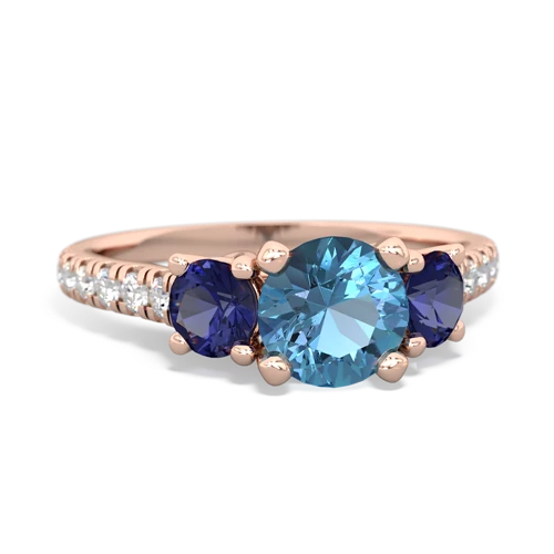 blue topaz-lab sapphire trellis pave ring