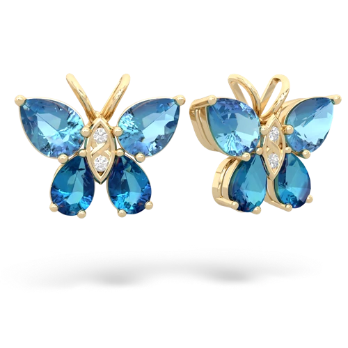 blue topaz-london topaz butterfly earrings