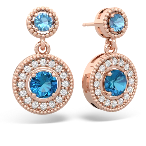blue topaz-london topaz halo earrings