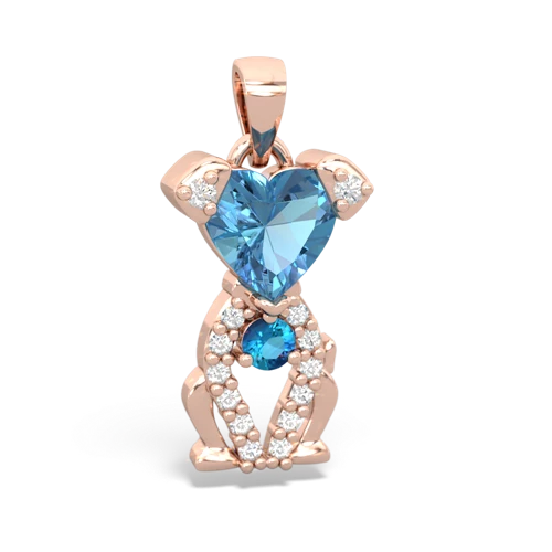 blue topaz-london topaz birthstone puppy pendant