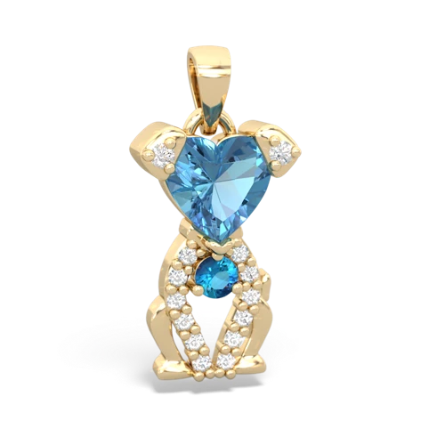 blue topaz-london topaz birthstone puppy pendant