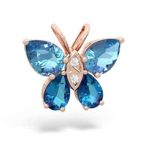 blue topaz-london topaz butterfly pendant