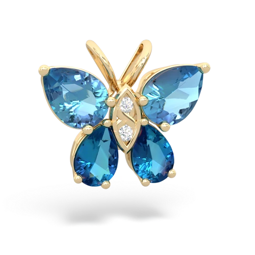 blue topaz-london topaz butterfly pendant