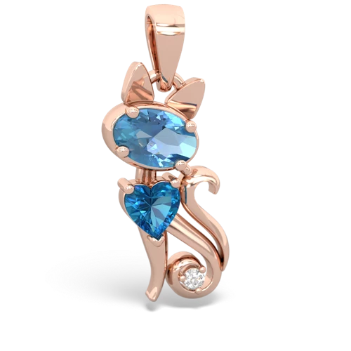 blue topaz-london topaz kitten pendant