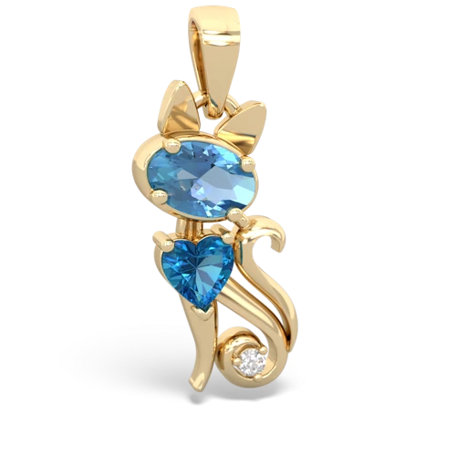 blue topaz-london topaz kitten pendant