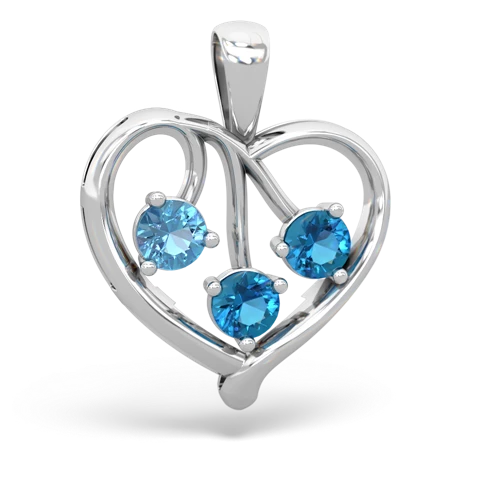 Blue Topaz Genuine Swiss Blue Topaz with Genuine London Blue Topaz and Genuine Fire Opal Glowing Heart pendant Pendant