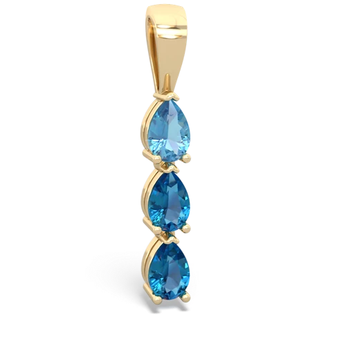 Blue Topaz Genuine Swiss Blue Topaz with Genuine London Blue Topaz and Genuine Fire Opal Three Stone pendant Pendant