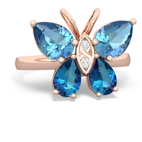 blue topaz-london topaz butterfly ring