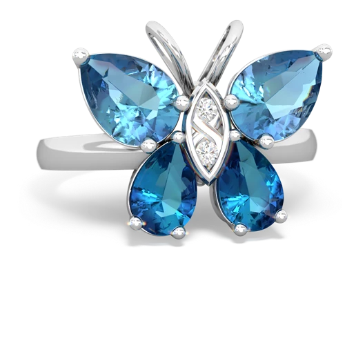 blue topaz-london topaz butterfly ring