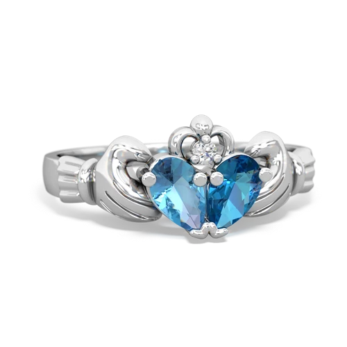 blue topaz-london topaz claddagh ring