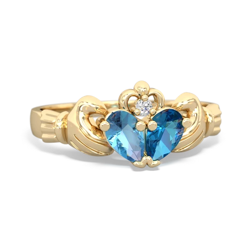 blue topaz-london topaz claddagh ring