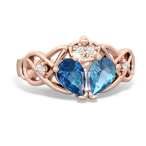 blue topaz-london topaz claddagh ring