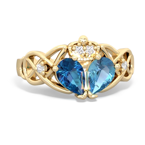 blue topaz-london topaz claddagh ring