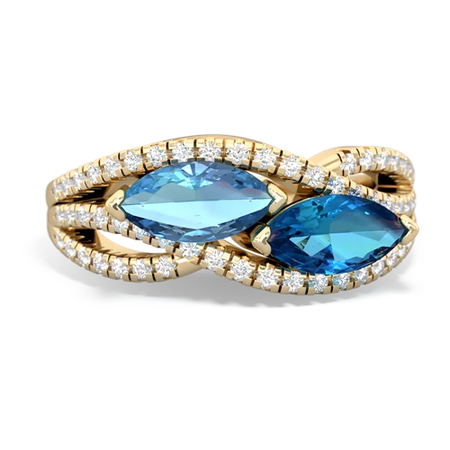 blue topaz-london topaz double heart ring