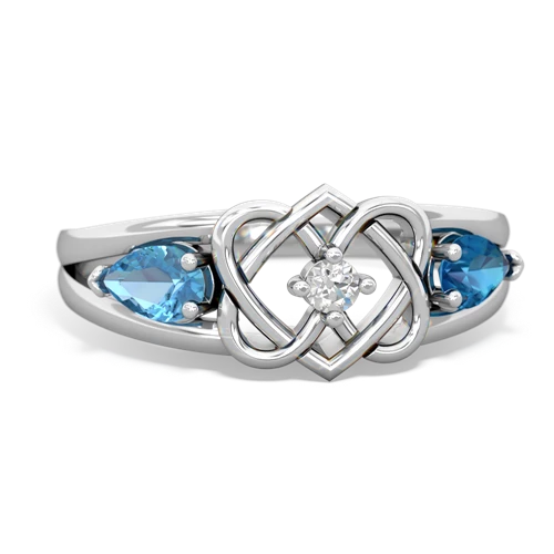 blue topaz-london topaz double heart ring