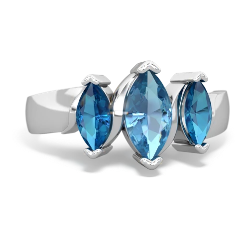 Blue Topaz Genuine Swiss Blue Topaz with Genuine London Blue Topaz and Genuine Fire Opal Three Peeks ring Ring