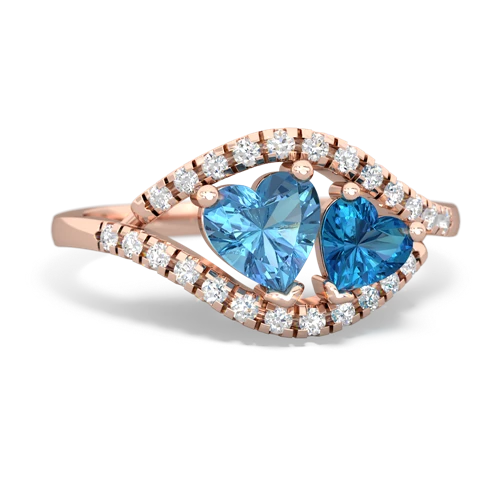 blue topaz-london topaz mother child ring