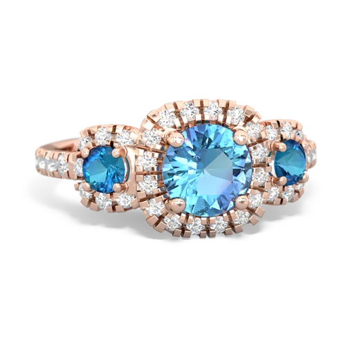 Blue Topaz Genuine Swiss Blue Topaz with Genuine London Blue Topaz and Genuine Fire Opal Regal Halo ring Ring