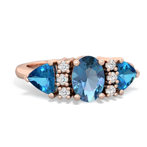 Blue Topaz Genuine Swiss Blue Topaz with Genuine London Blue Topaz and Genuine Fire Opal Antique Style Three Stone ring Ring