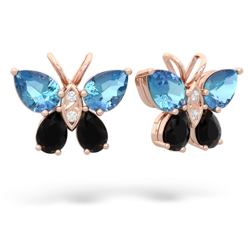 blue topaz-onyx butterfly earrings