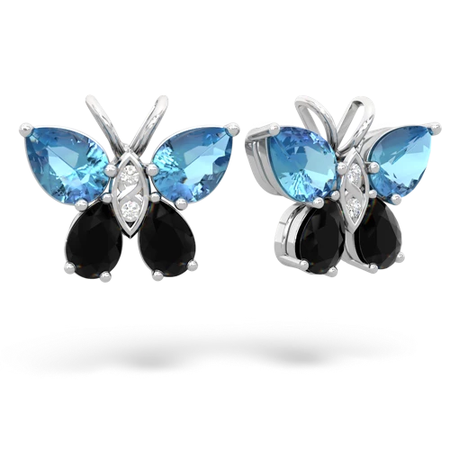 blue topaz-onyx butterfly earrings