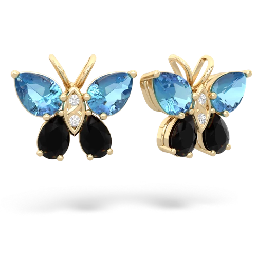 blue topaz-onyx butterfly earrings