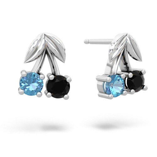 blue topaz-onyx cherries earrings