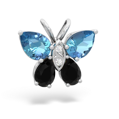 blue topaz-onyx butterfly pendant