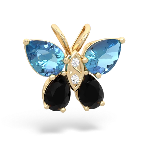 blue topaz-onyx butterfly pendant