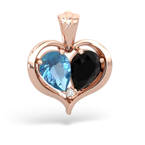 blue topaz-onyx half heart whole pendant