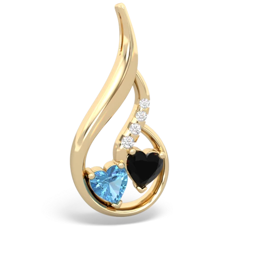 blue topaz-onyx keepsake swirl pendant