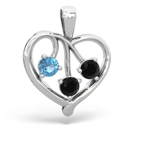 Blue Topaz Genuine Swiss Blue Topaz with Genuine Black Onyx and Genuine Black Onyx Glowing Heart pendant Pendant