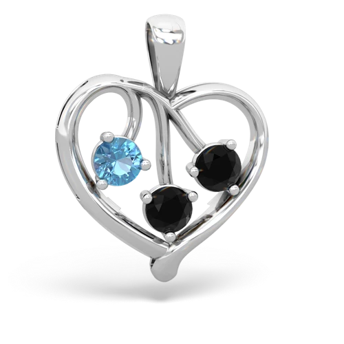 blue topaz-onyx love heart pendant