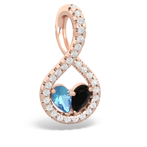 blue topaz-onyx pave twist pendant