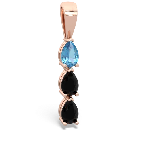 blue topaz-onyx three stone pendant