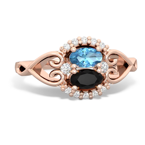 blue topaz-onyx antique keepsake ring