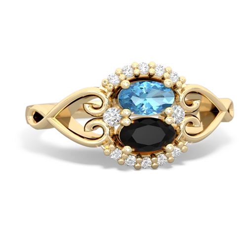 blue topaz-onyx antique keepsake ring