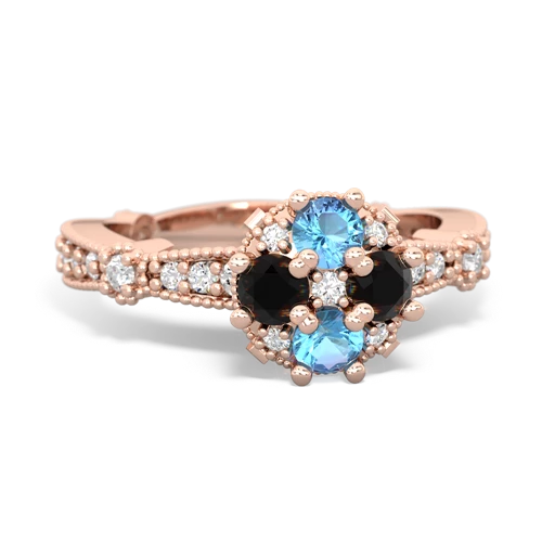 blue topaz-onyx art deco engagement ring