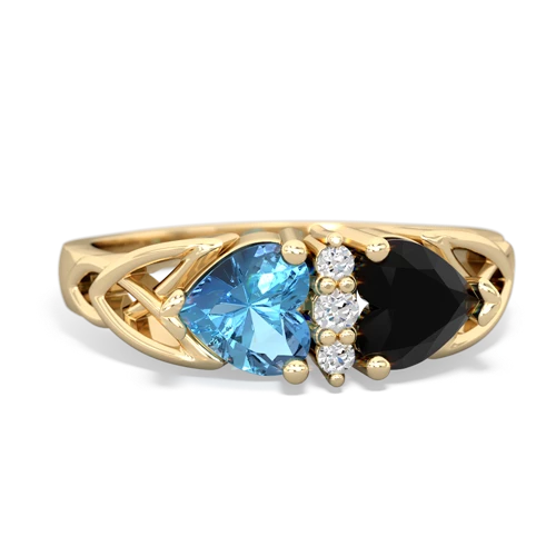 blue topaz-onyx celtic ring