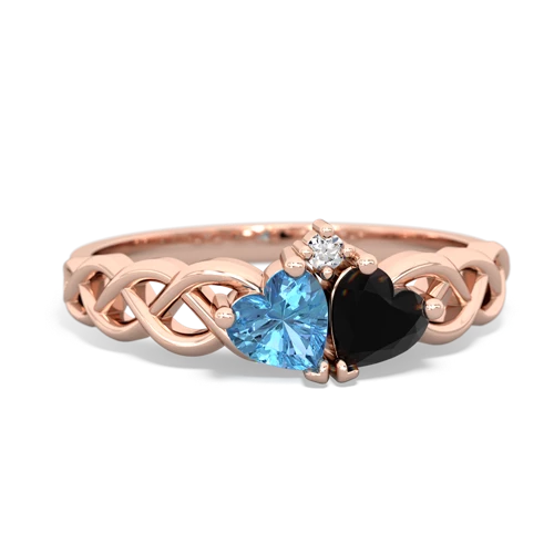 blue topaz-onyx celtic braid ring