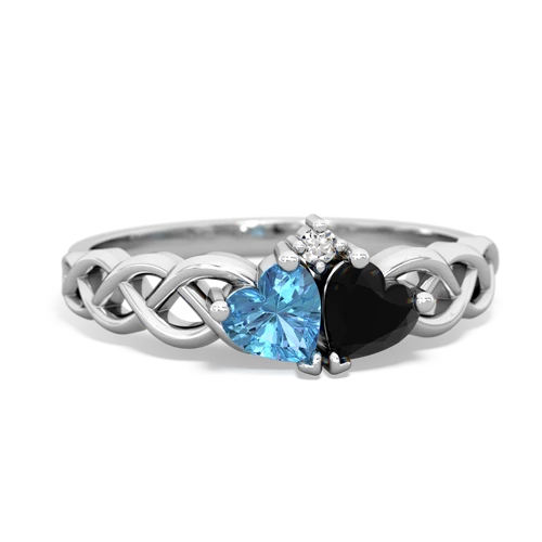 blue topaz-onyx celtic braid ring