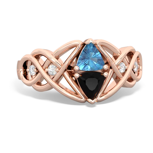 blue topaz-onyx celtic knot ring