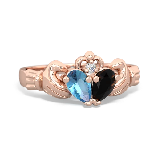 blue topaz-onyx claddagh ring