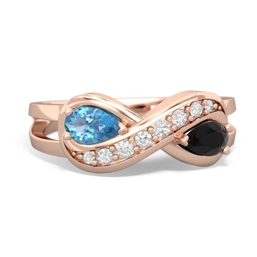 blue topaz-onyx diamond infinity ring