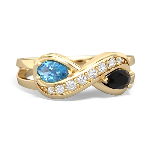 blue topaz-onyx diamond infinity ring