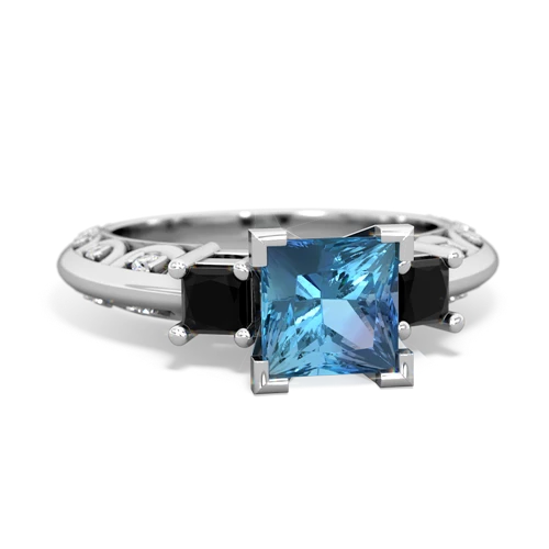 blue topaz-onyx engagement ring