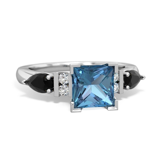 blue topaz-onyx engagement ring