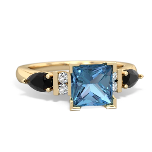 Blue Topaz Genuine Swiss Blue Topaz with Genuine Black Onyx and Genuine Black Onyx Engagement ring Ring