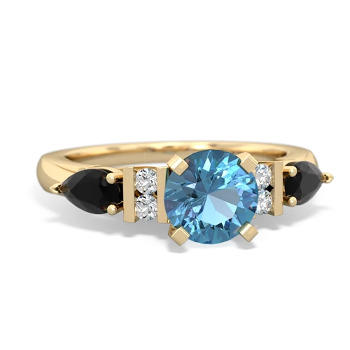 Blue Topaz Genuine Swiss Blue Topaz with Genuine Black Onyx and Genuine Black Onyx Engagement ring Ring